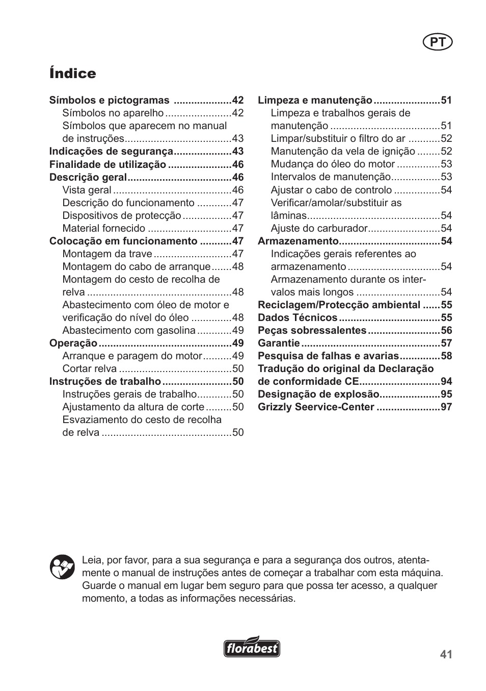 Índice | Florabest FBM 135 A1 User Manual | Page 41 / 100