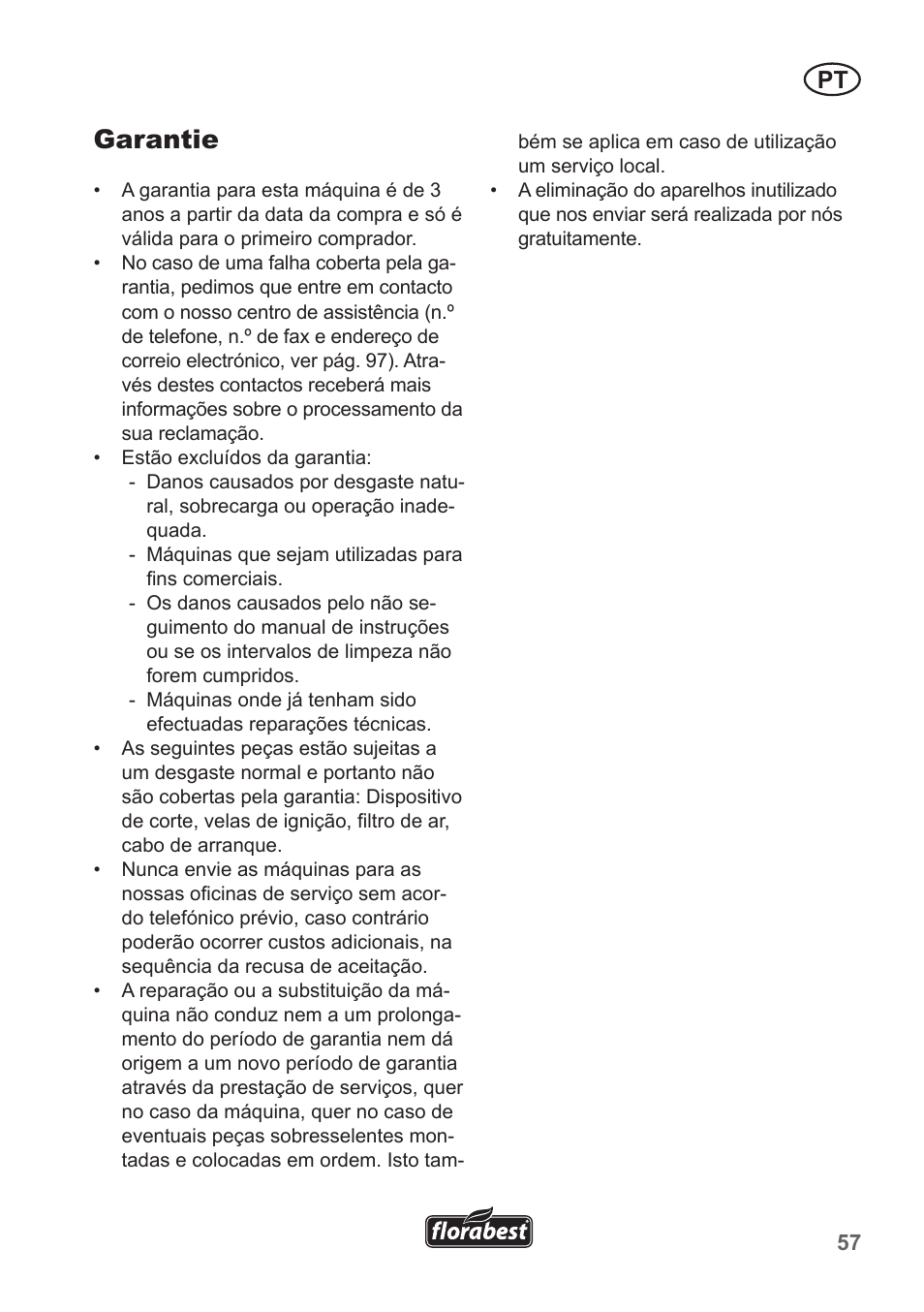 Garantie | Florabest FBM 135 A1 User Manual | Page 57 / 100