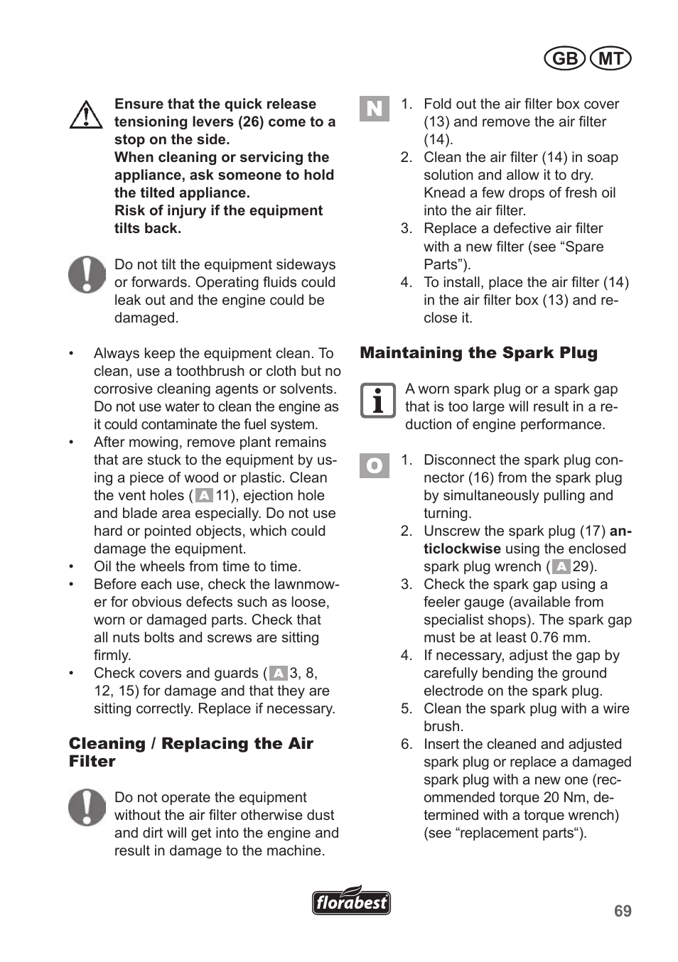 Gb mt | Florabest FBM 135 A1 User Manual | Page 69 / 100