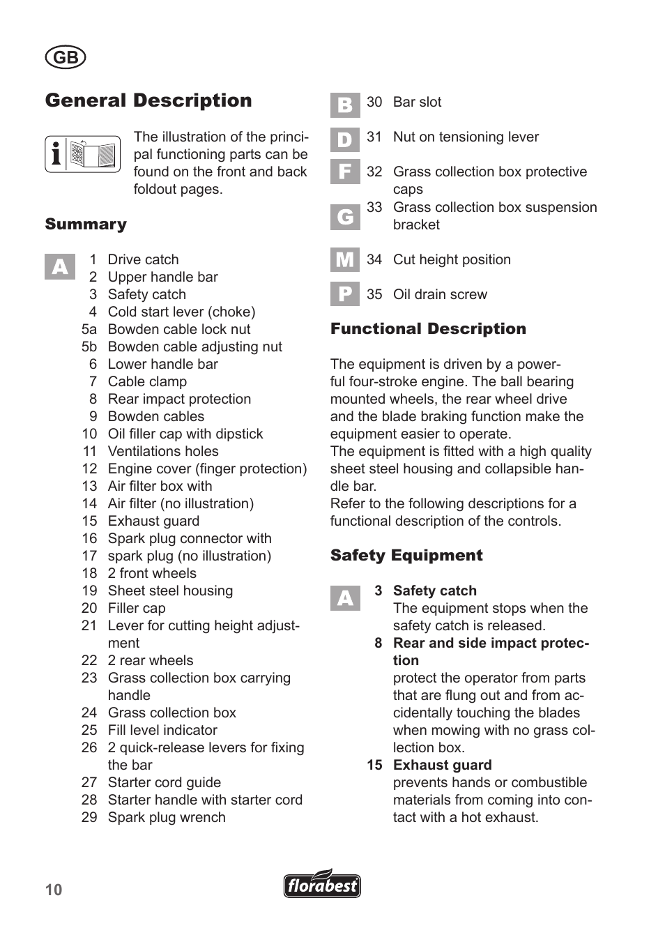 General description | Florabest FBM 135 A1 User Manual | Page 10 / 132
