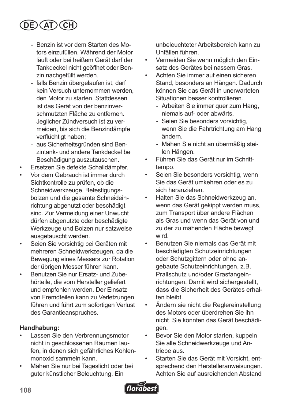 De at ch | Florabest FBM 135 A1 User Manual | Page 108 / 132