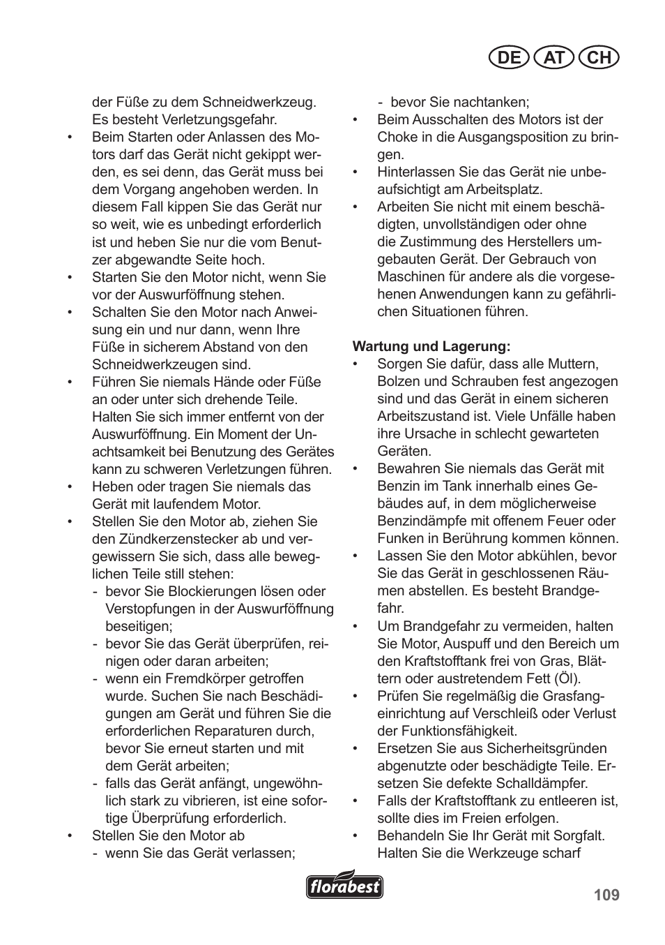 De at ch | Florabest FBM 135 A1 User Manual | Page 109 / 132