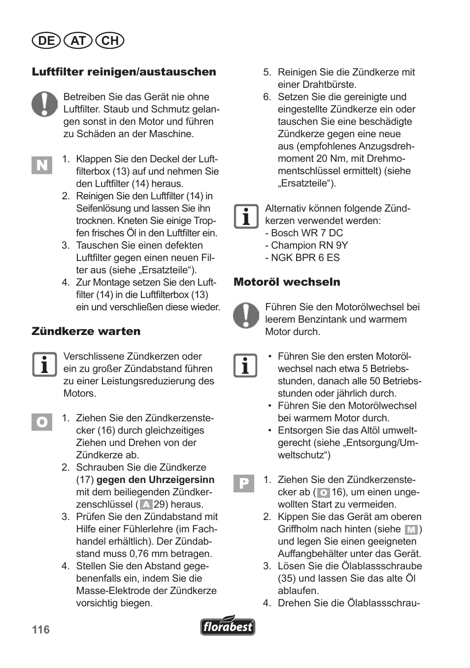De at ch | Florabest FBM 135 A1 User Manual | Page 116 / 132