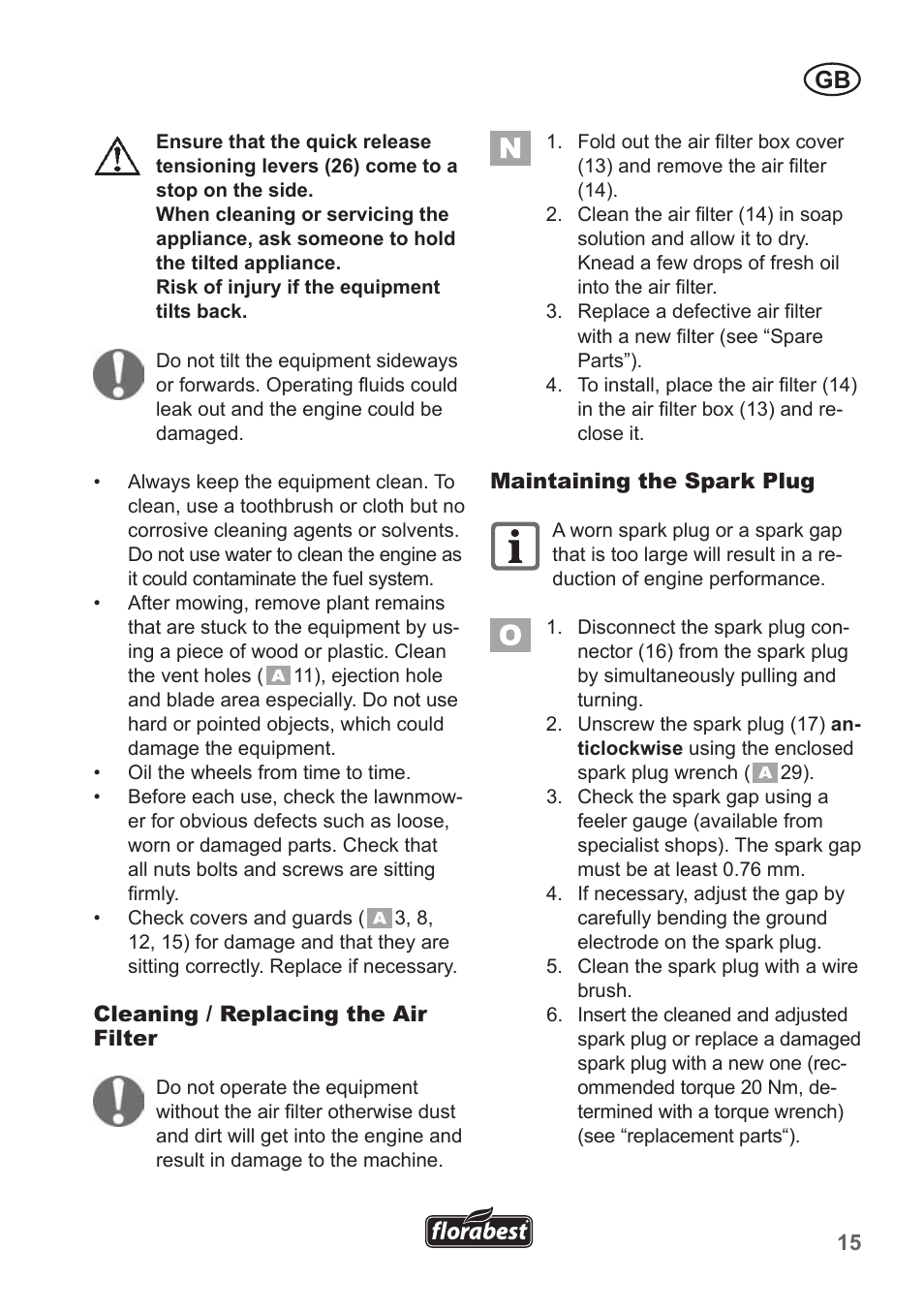 Florabest FBM 135 A1 User Manual | Page 15 / 132