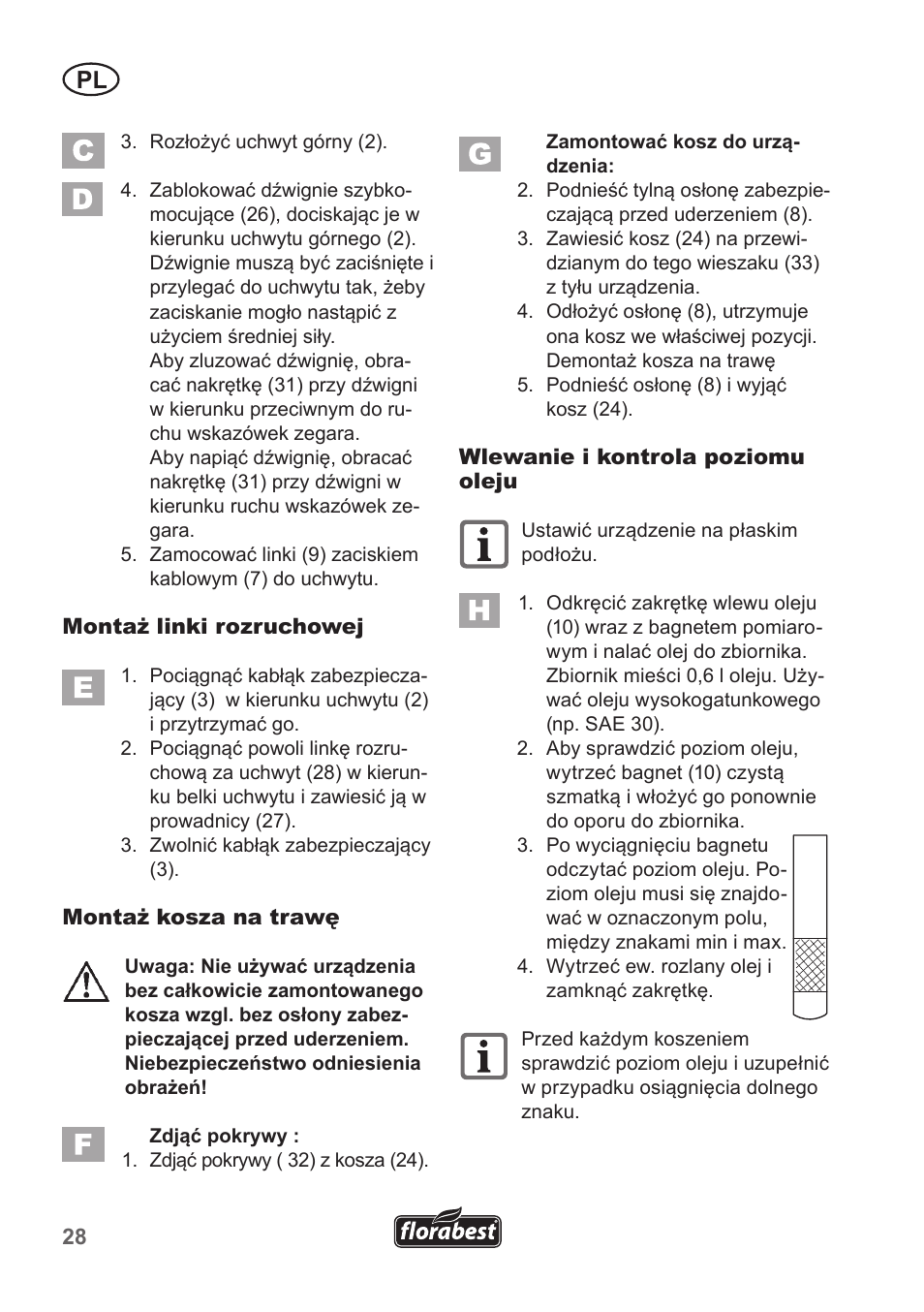 Florabest FBM 135 A1 User Manual | Page 28 / 132