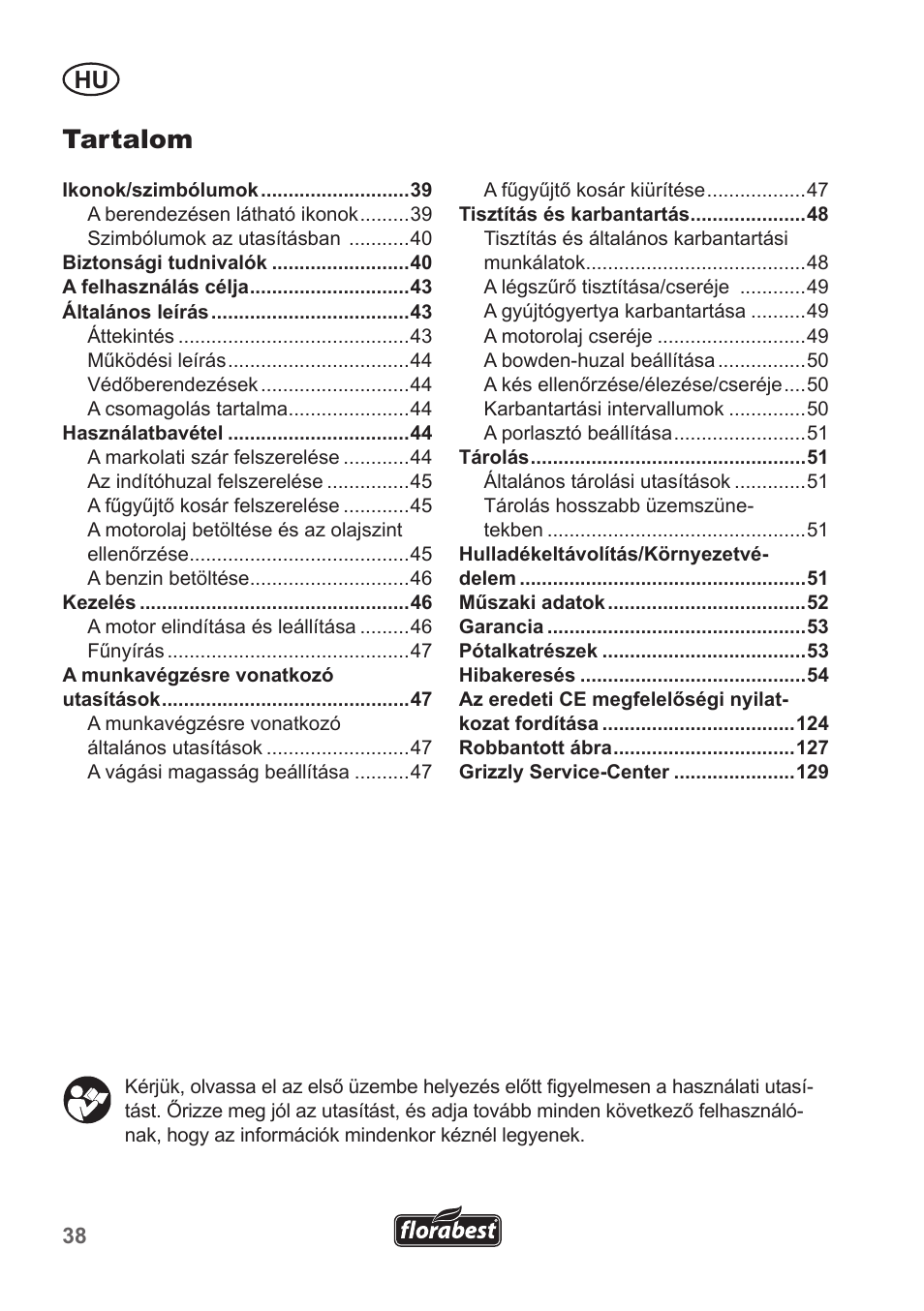 Tartalom | Florabest FBM 135 A1 User Manual | Page 38 / 132