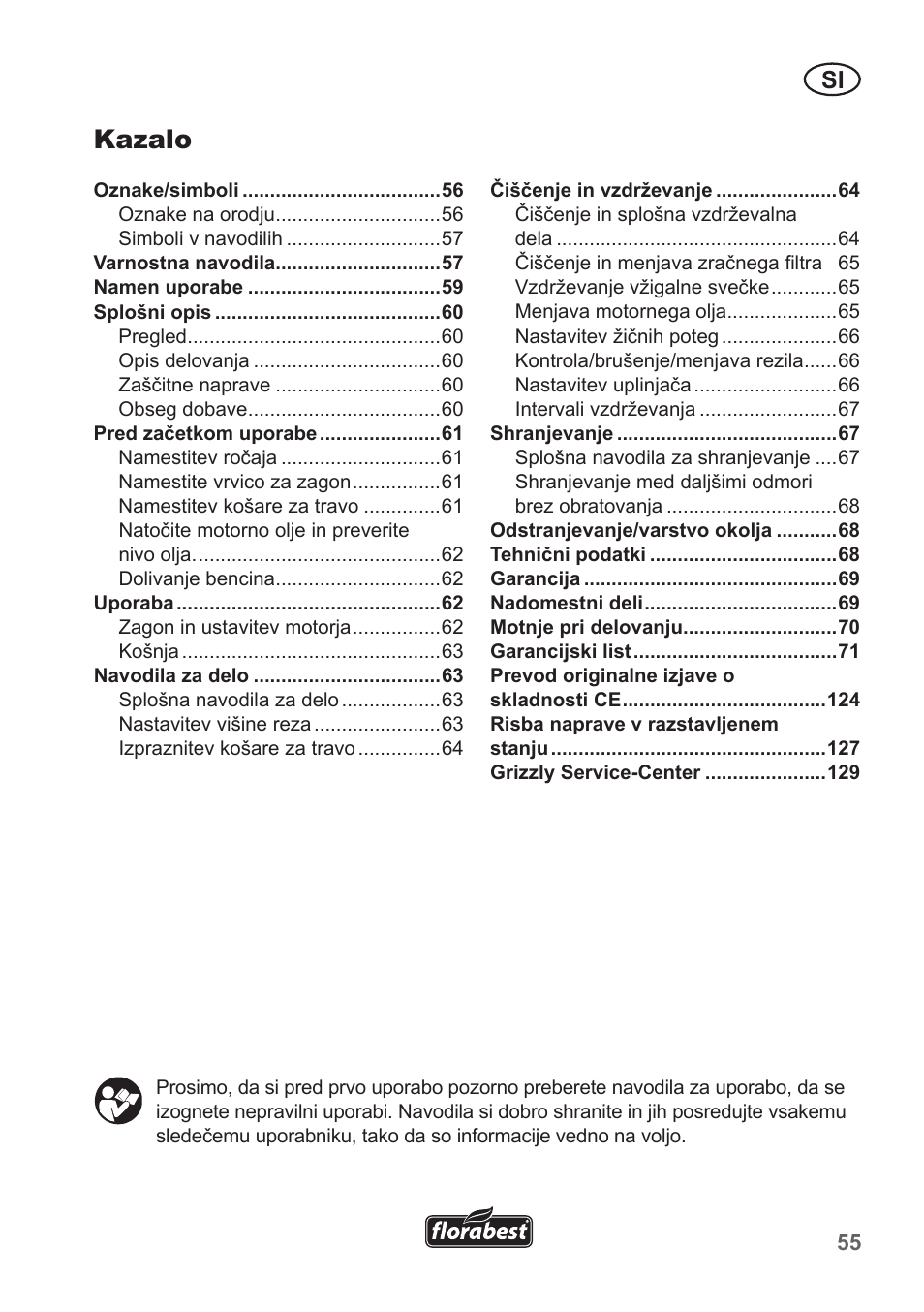 Kazalo | Florabest FBM 135 A1 User Manual | Page 55 / 132