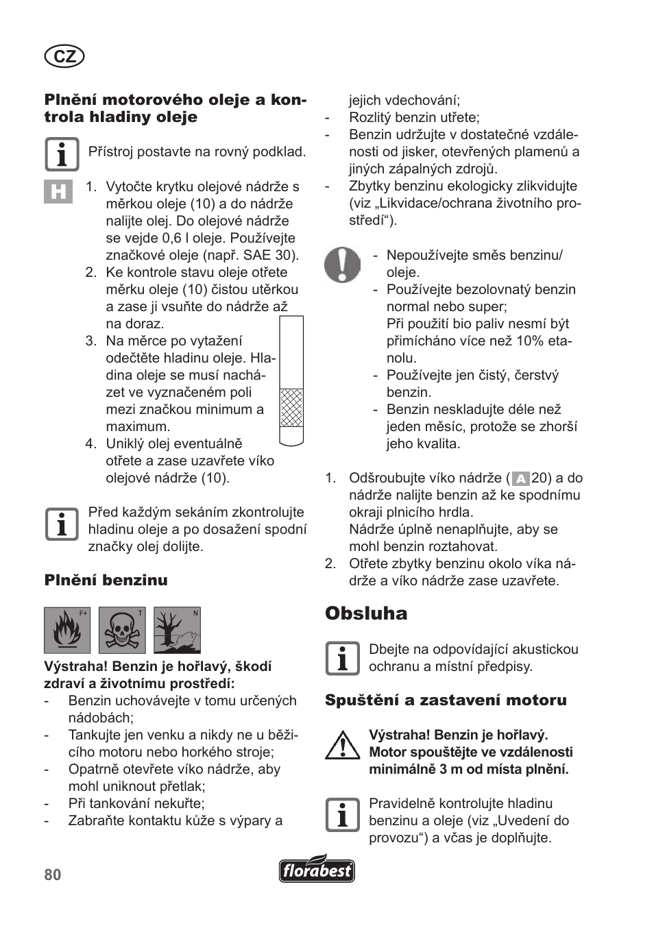 Obsluha | Florabest FBM 135 A1 User Manual | Page 80 / 132