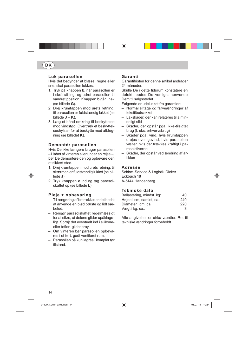 Florabest Parasol User Manual | Page 12 / 22