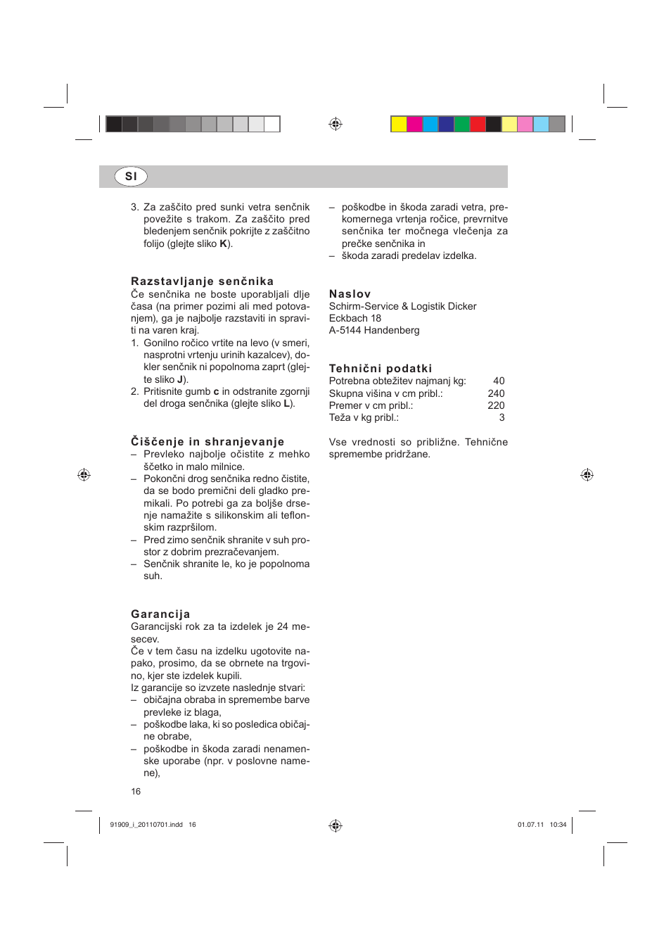 Florabest Parasol User Manual | Page 14 / 22