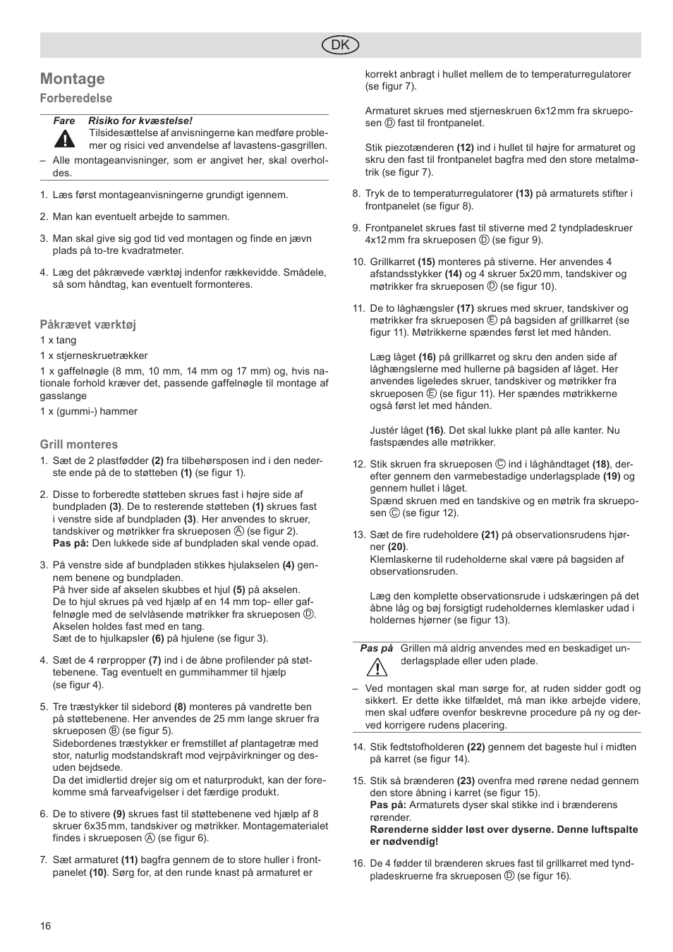 Montage | Florabest FGG 5.5 A1 User Manual | Page 16 / 76