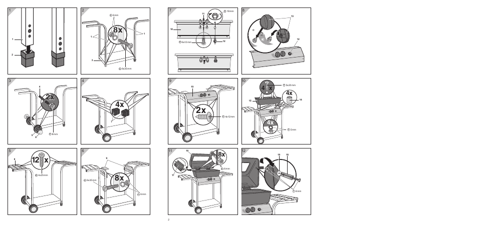 8x 12 x, 4x 4 x | Florabest FGG 5.5 A1 User Manual | Page 2 / 76