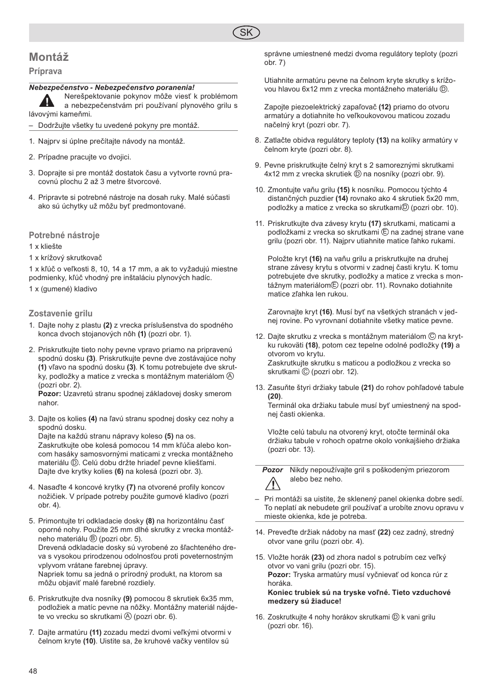 Montáž | Florabest FGG 5.5 A1 User Manual | Page 48 / 76