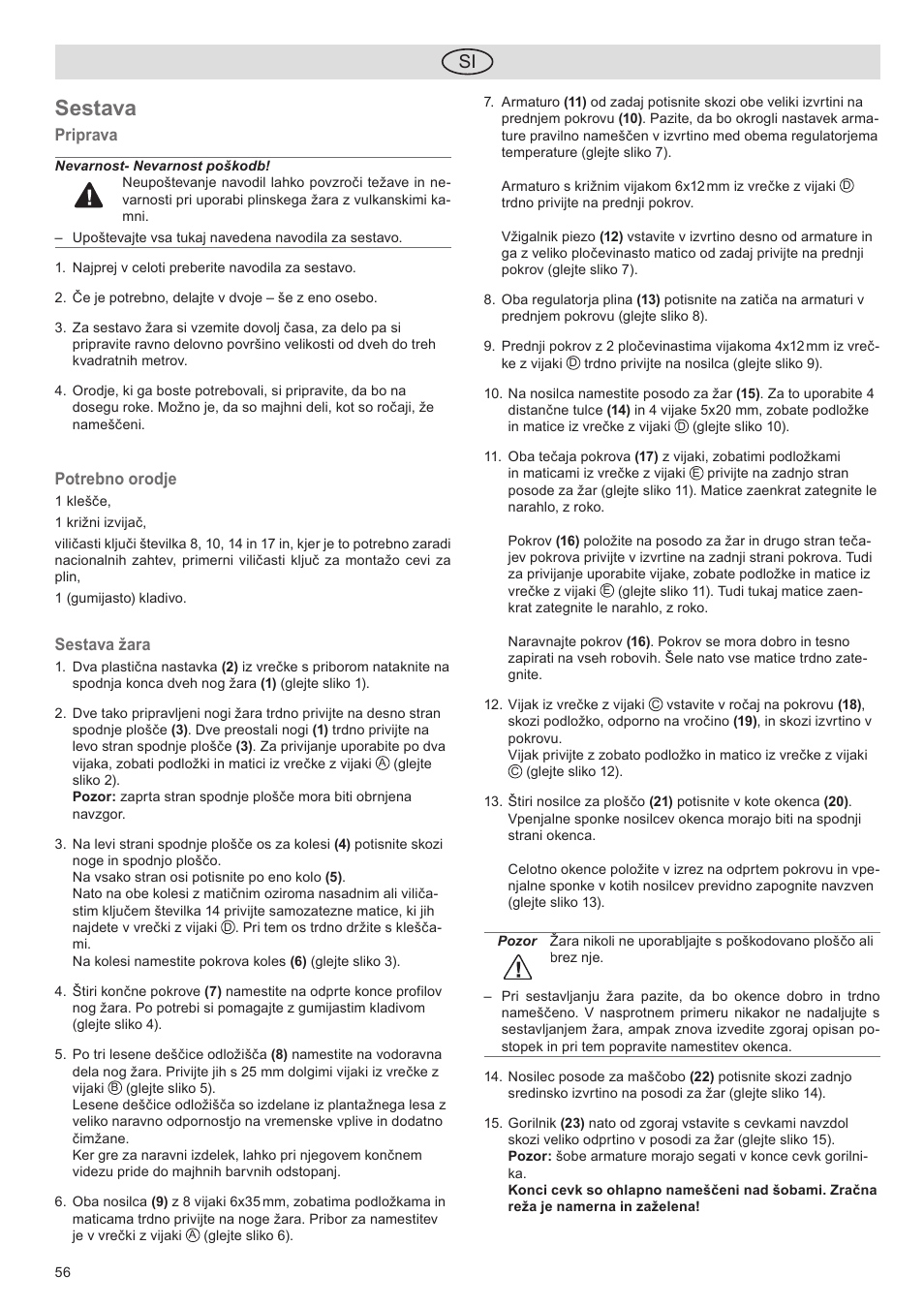 Sestava | Florabest FGG 5.5 A1 User Manual | Page 56 / 76