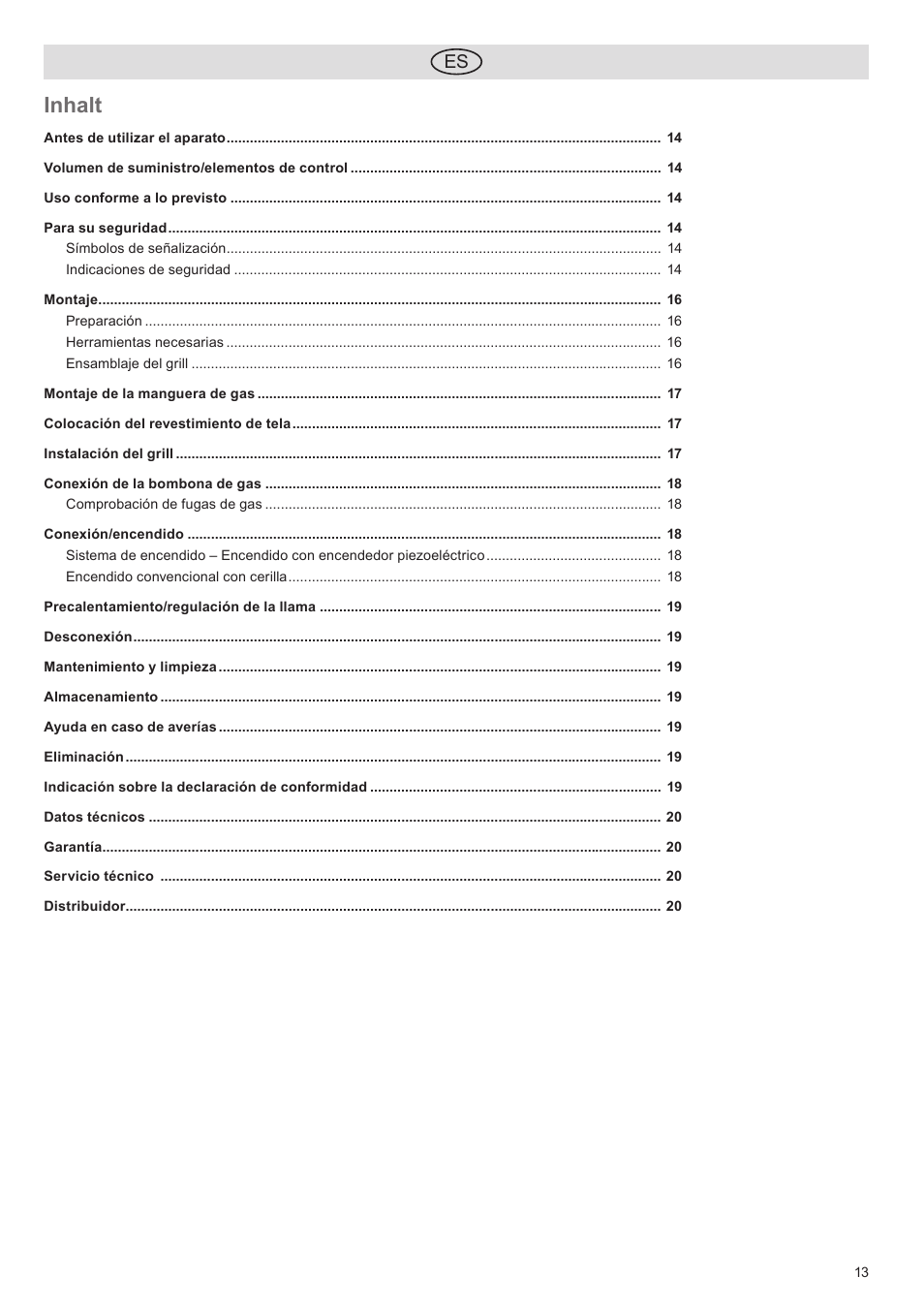 Inhalt | Florabest FGG 5.5 A1 User Manual | Page 13 / 44