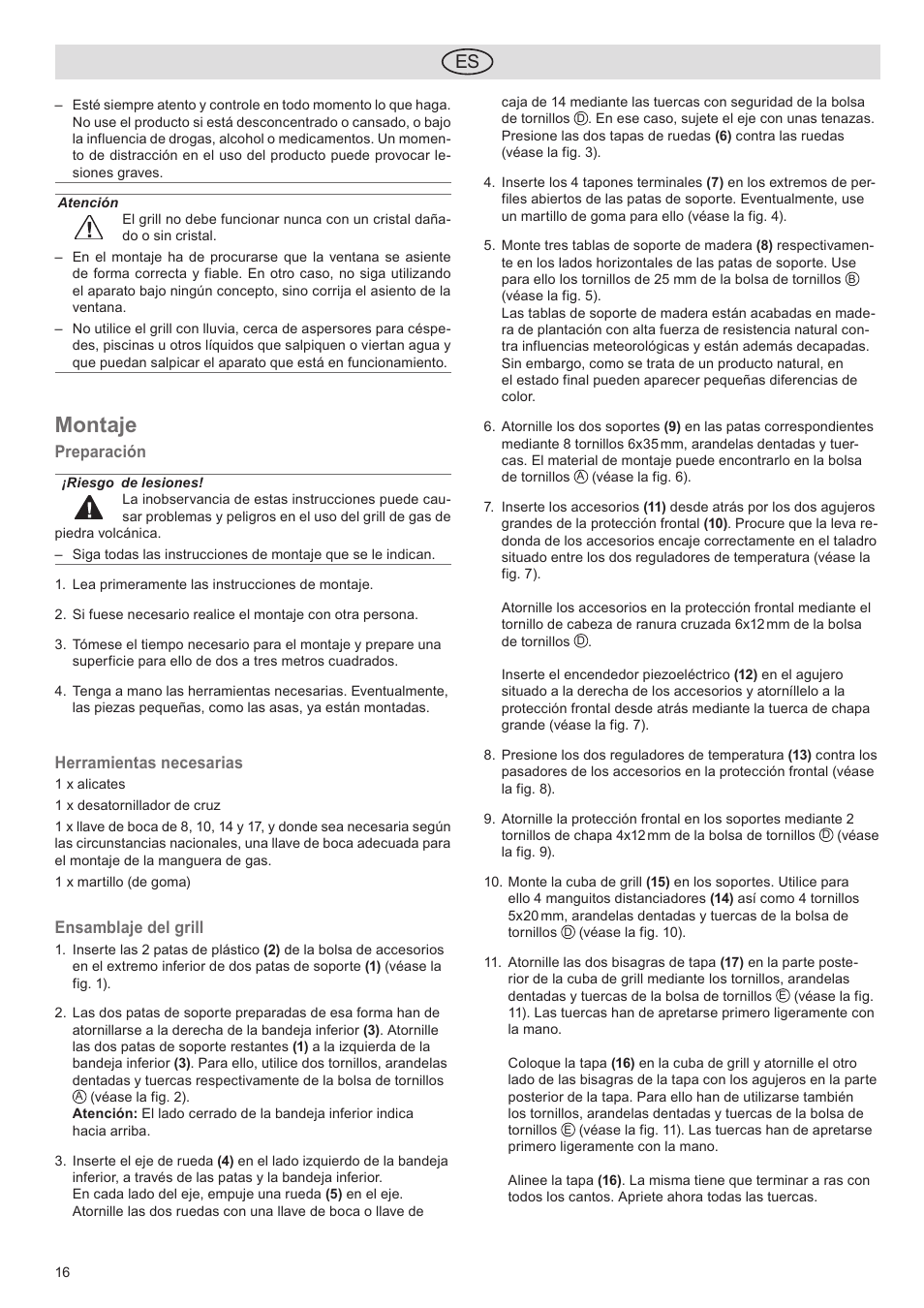 Montaje | Florabest FGG 5.5 A1 User Manual | Page 16 / 44