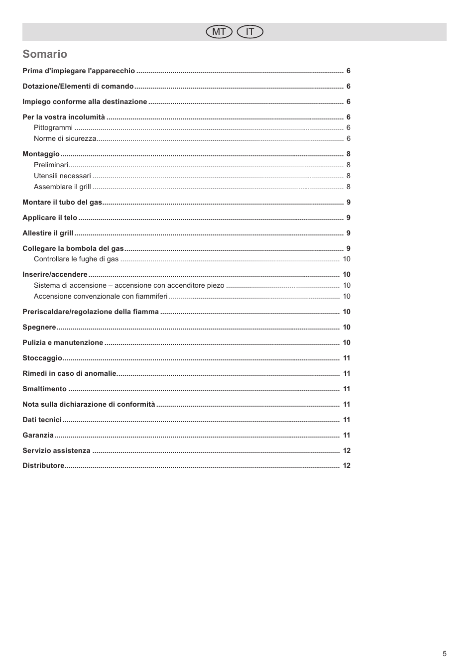 Somario, It mt | Florabest FGG 5.5 A1 User Manual | Page 5 / 44