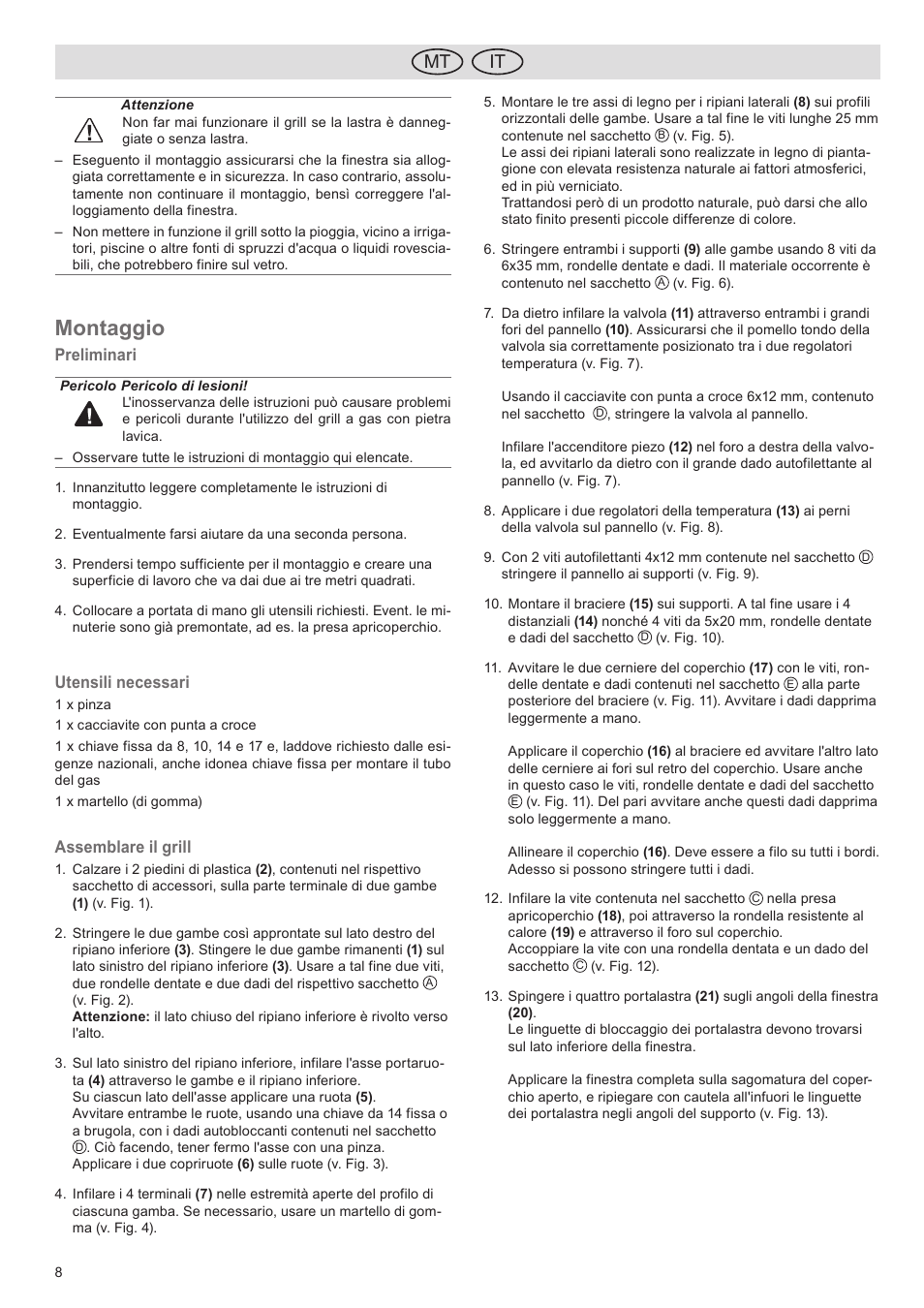 Montaggio, It mt | Florabest FGG 5.5 A1 User Manual | Page 8 / 44