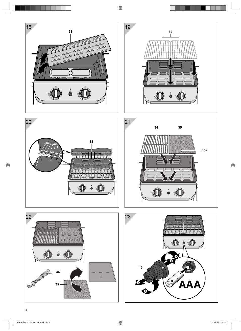 Qghu 0d[ 1lhgulj $xv 0d[ 1lhgulj $xv, Zünder max. niedrig aus max. niedrig aus | Florabest FGG 6.7 B2 User Manual | Page 4 / 42