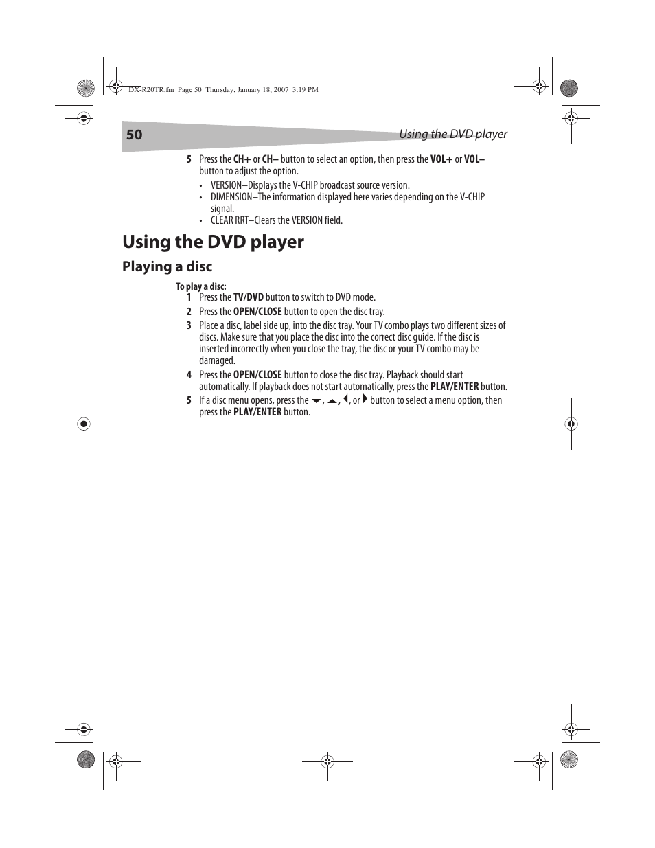 Using the dvd player | Dynex DX-R20TR User Manual | Page 51 / 67