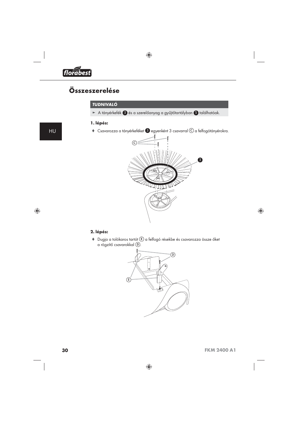 Összeszerelése | Florabest FKM 2400 A1 User Manual | Page 32 / 86