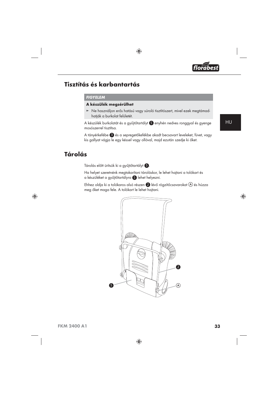 Tisztítás és karbantartás, Tárolás | Florabest FKM 2400 A1 User Manual | Page 35 / 86