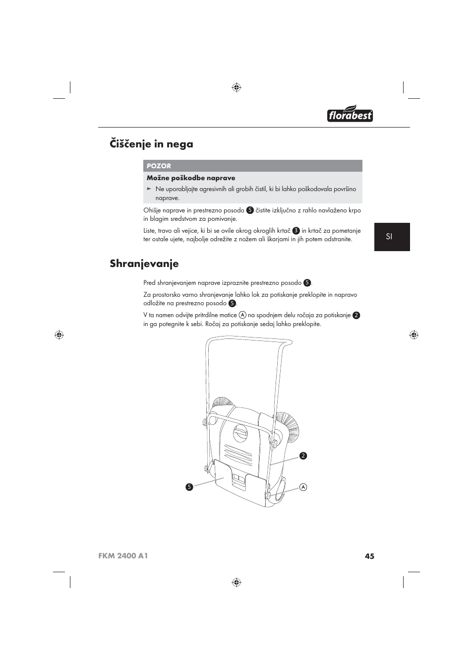 Čiščenje in nega, Shranjevanje | Florabest FKM 2400 A1 User Manual | Page 47 / 86