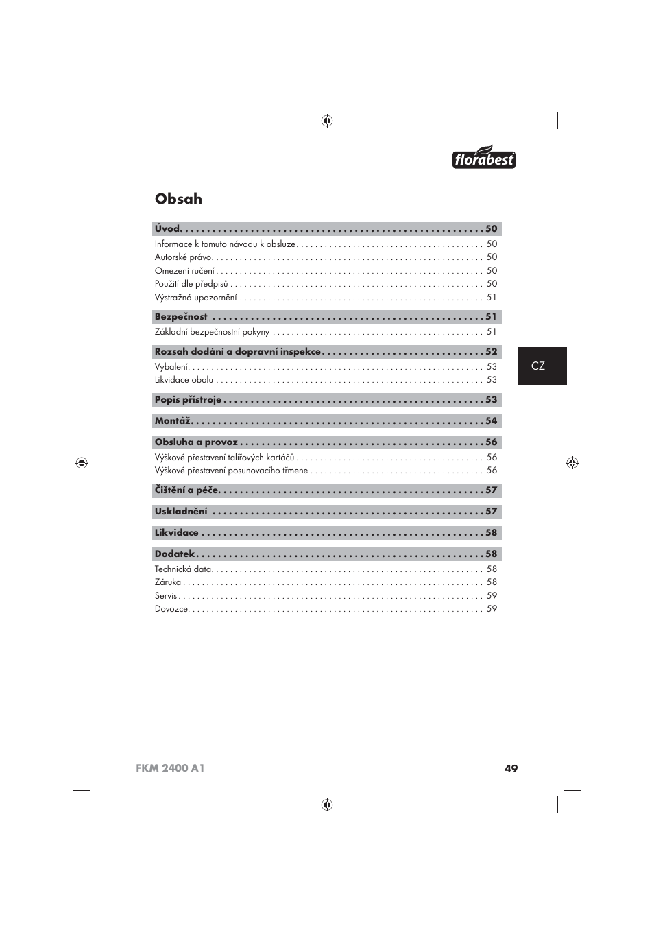 Florabest FKM 2400 A1 User Manual | Page 51 / 86