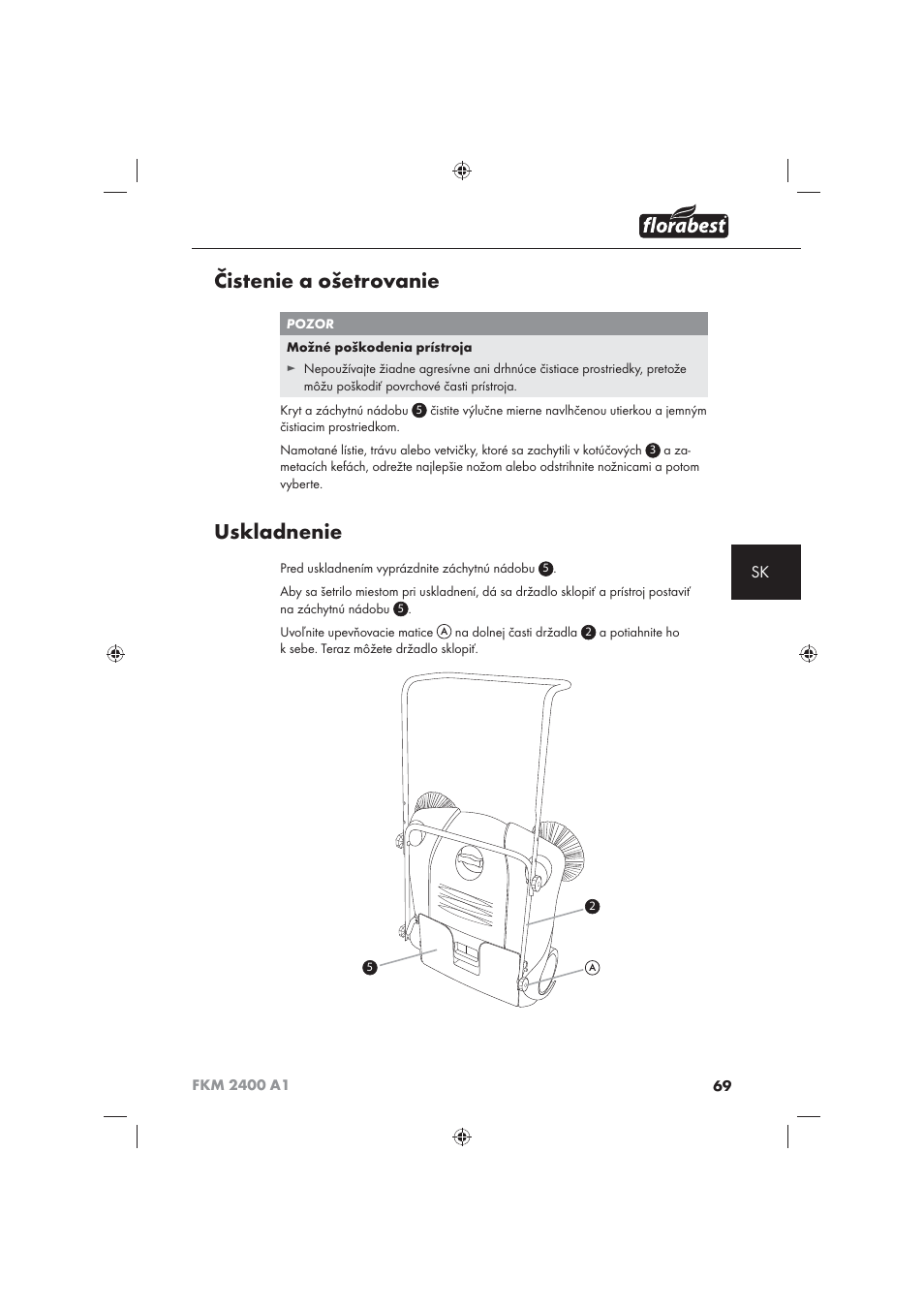 Čistenie a ošetrovanie, Uskladnenie | Florabest FKM 2400 A1 User Manual | Page 71 / 86