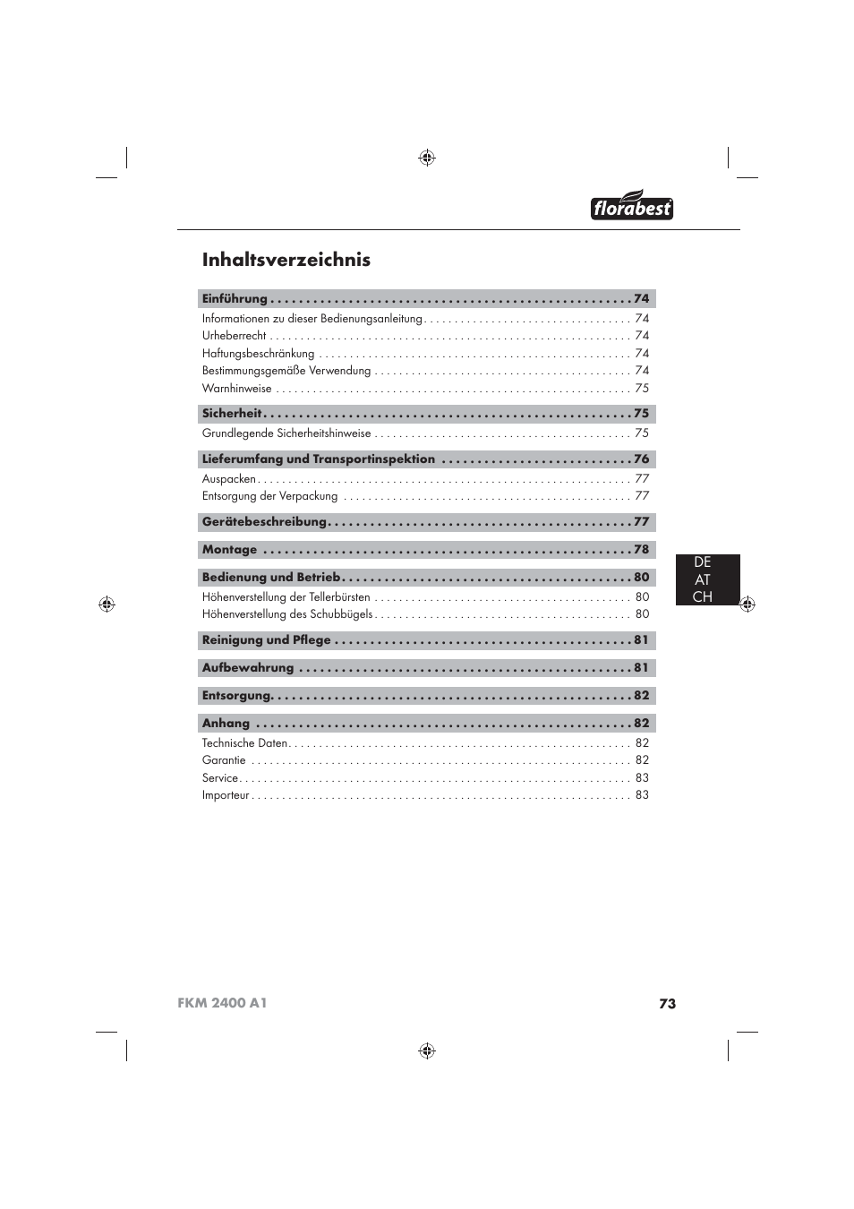 Florabest FKM 2400 A1 User Manual | Page 75 / 86