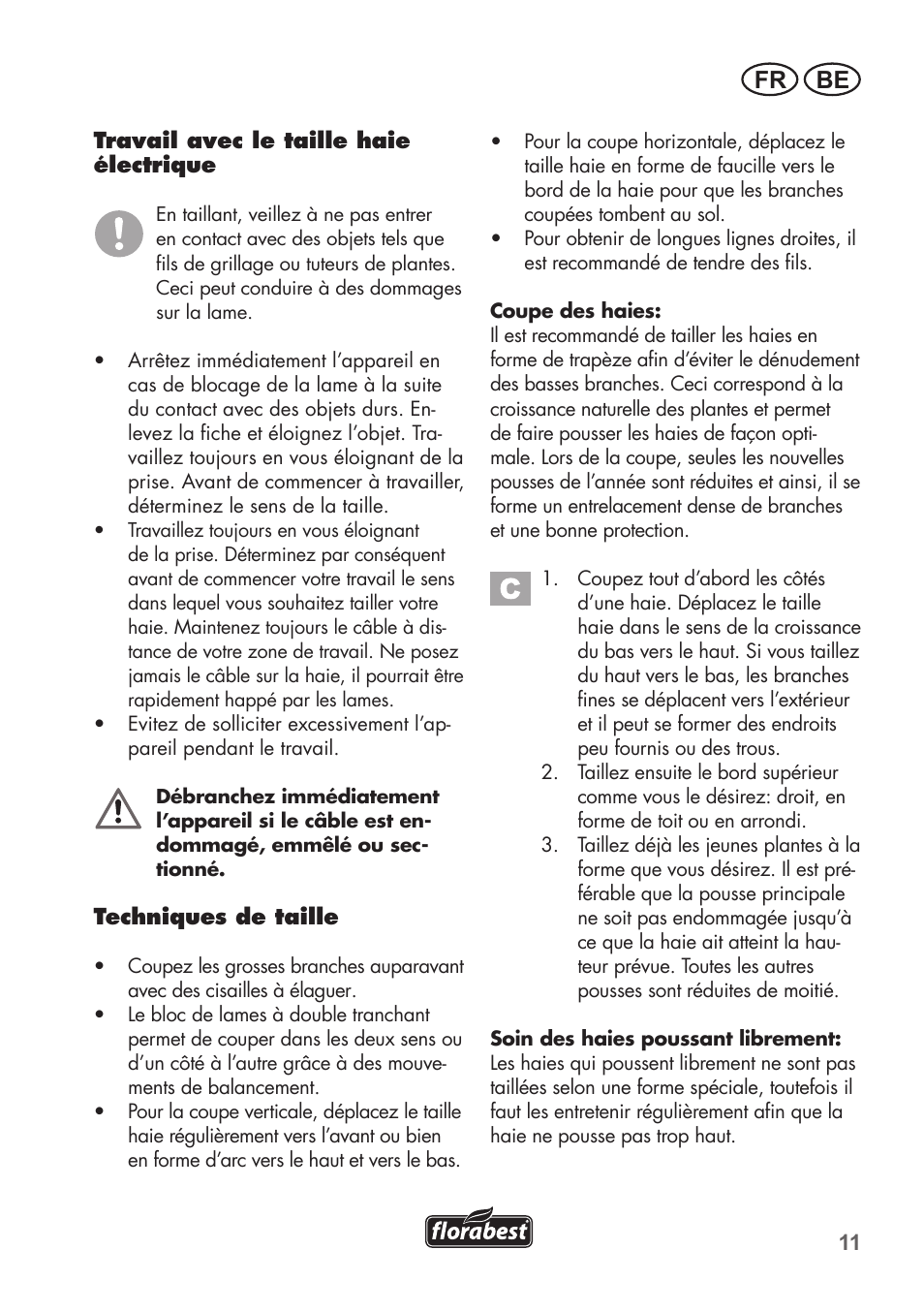 Fr be | Florabest FHT 600 B2 User Manual | Page 11 / 54