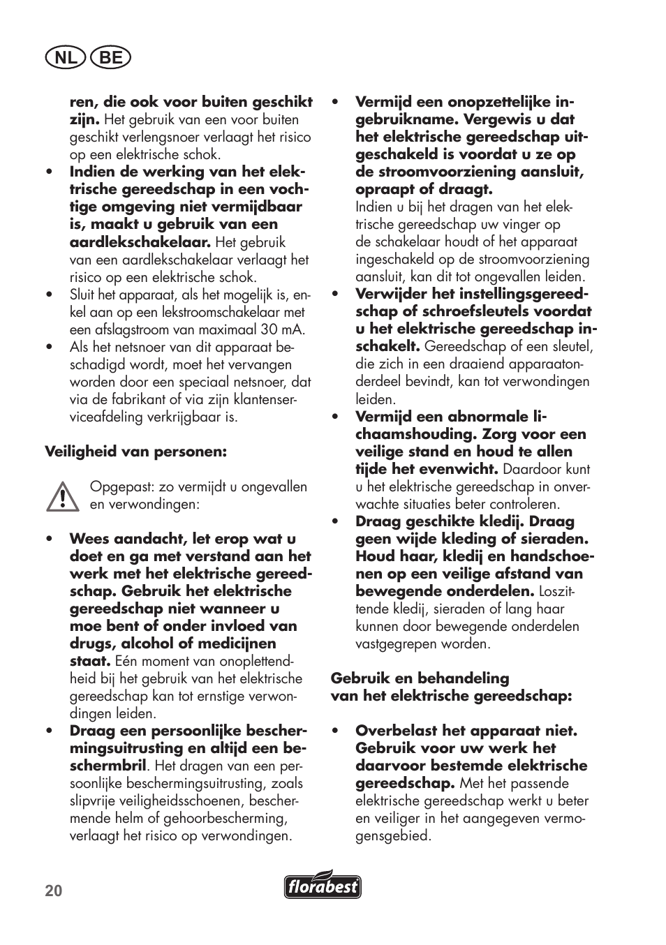 Nl be | Florabest FHT 600 B2 User Manual | Page 20 / 54