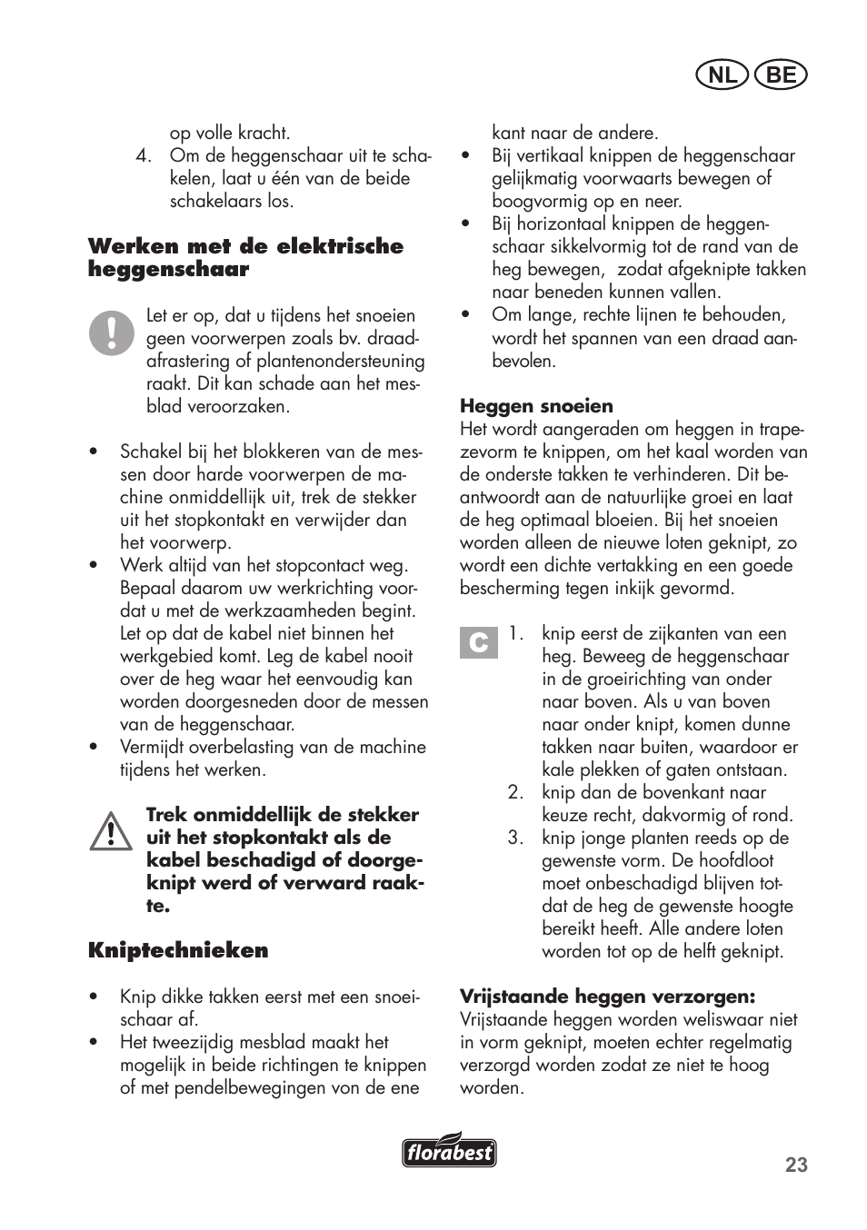 Be nl | Florabest FHT 600 B2 User Manual | Page 23 / 54