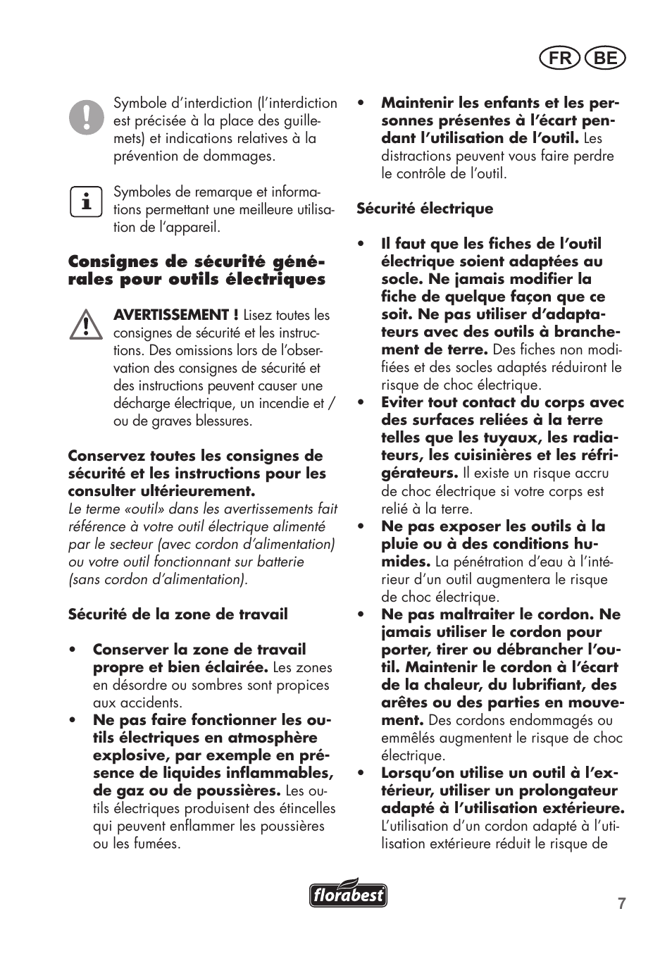 Fr be | Florabest FHT 600 B2 User Manual | Page 7 / 54