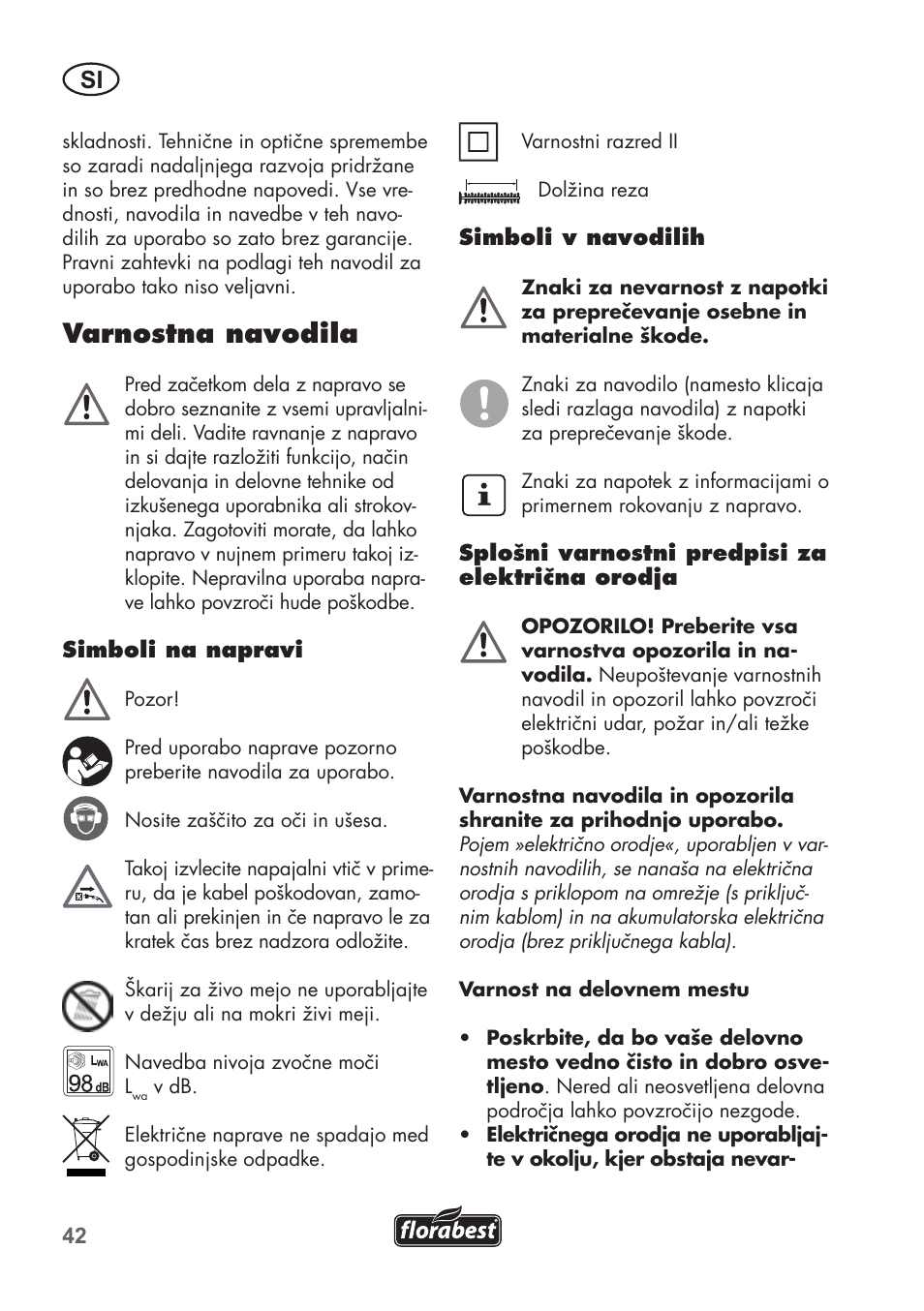 Varnostna navodila | Florabest FHT 600 B2 User Manual | Page 42 / 90