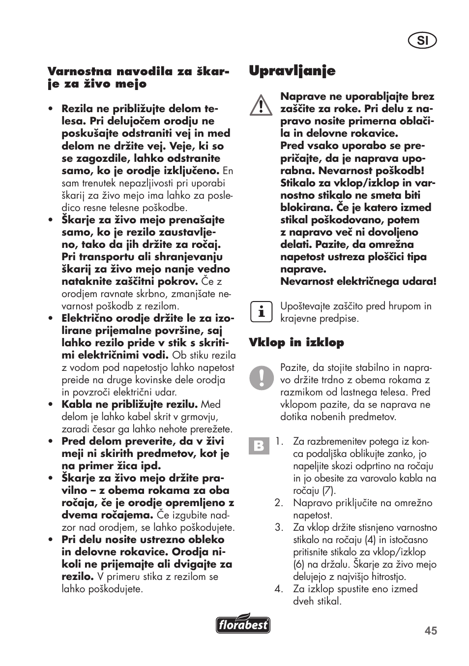 Upravljanje | Florabest FHT 600 B2 User Manual | Page 45 / 90