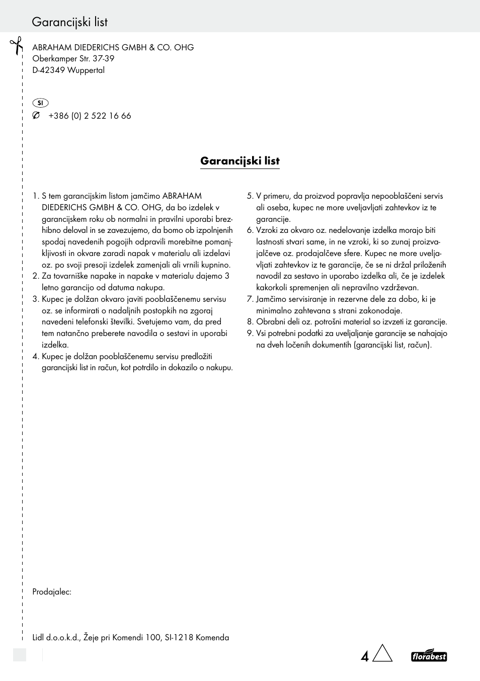 Garancijski list | Florabest Garden Sprinkler User Manual | Page 6 / 9