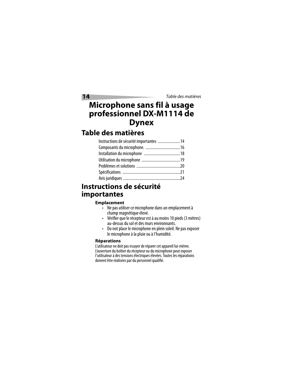 Dynex DX-M1114 User Manual | Page 14 / 40