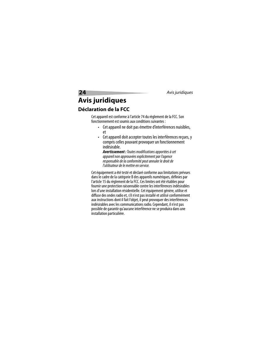 Avis juridiques | Dynex DX-M1114 User Manual | Page 24 / 40