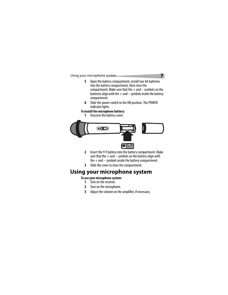 Using your microphone system | Dynex DX-M1114 User Manual | Page 7 / 40
