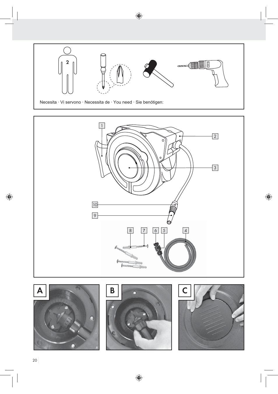 Ab c | Florabest Wall-Mounted Hose Box User Manual | Page 18 / 19