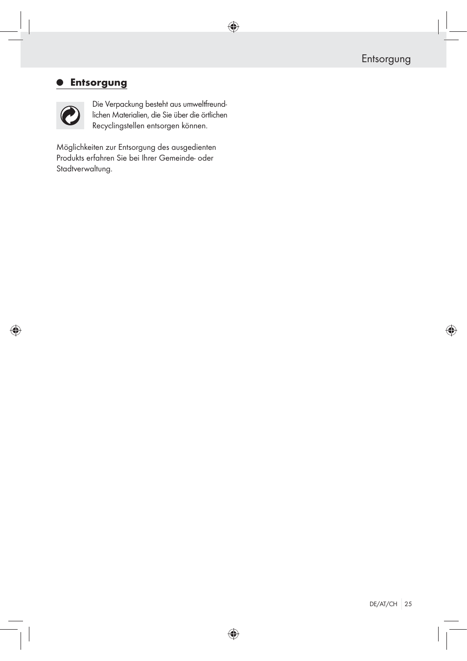 Entsorgung | Florabest Wall-Mounted Hose Box User Manual | Page 23 / 25