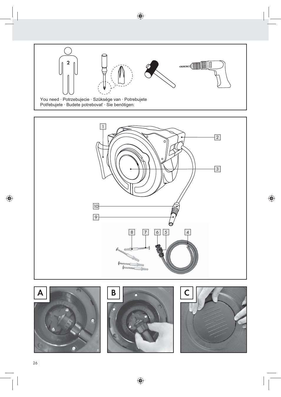 Ab c | Florabest Wall-Mounted Hose Box User Manual | Page 24 / 25