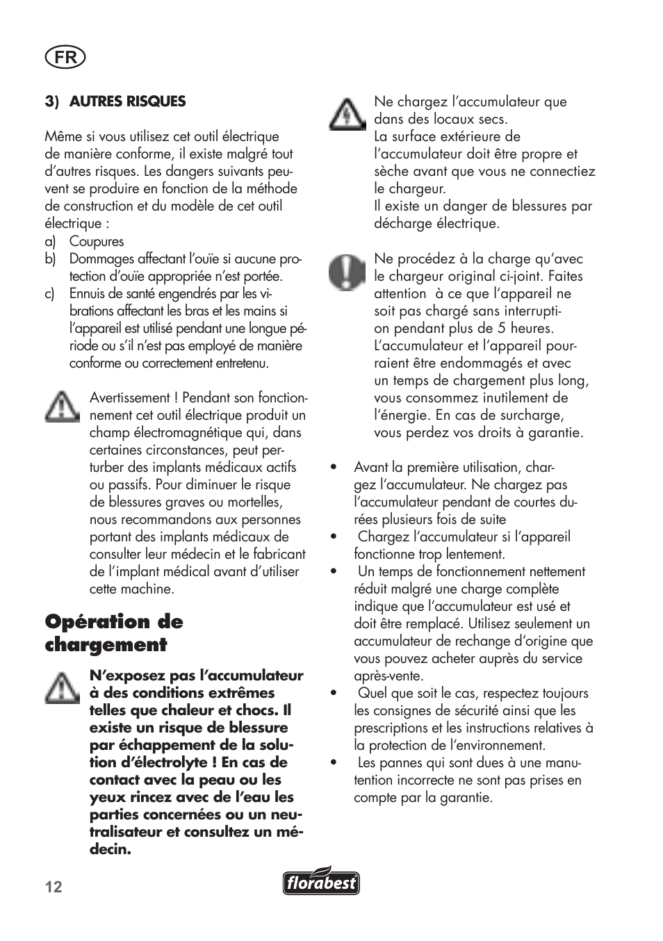 Opération de chargement | Florabest FAT 18 B2 User Manual | Page 12 / 60