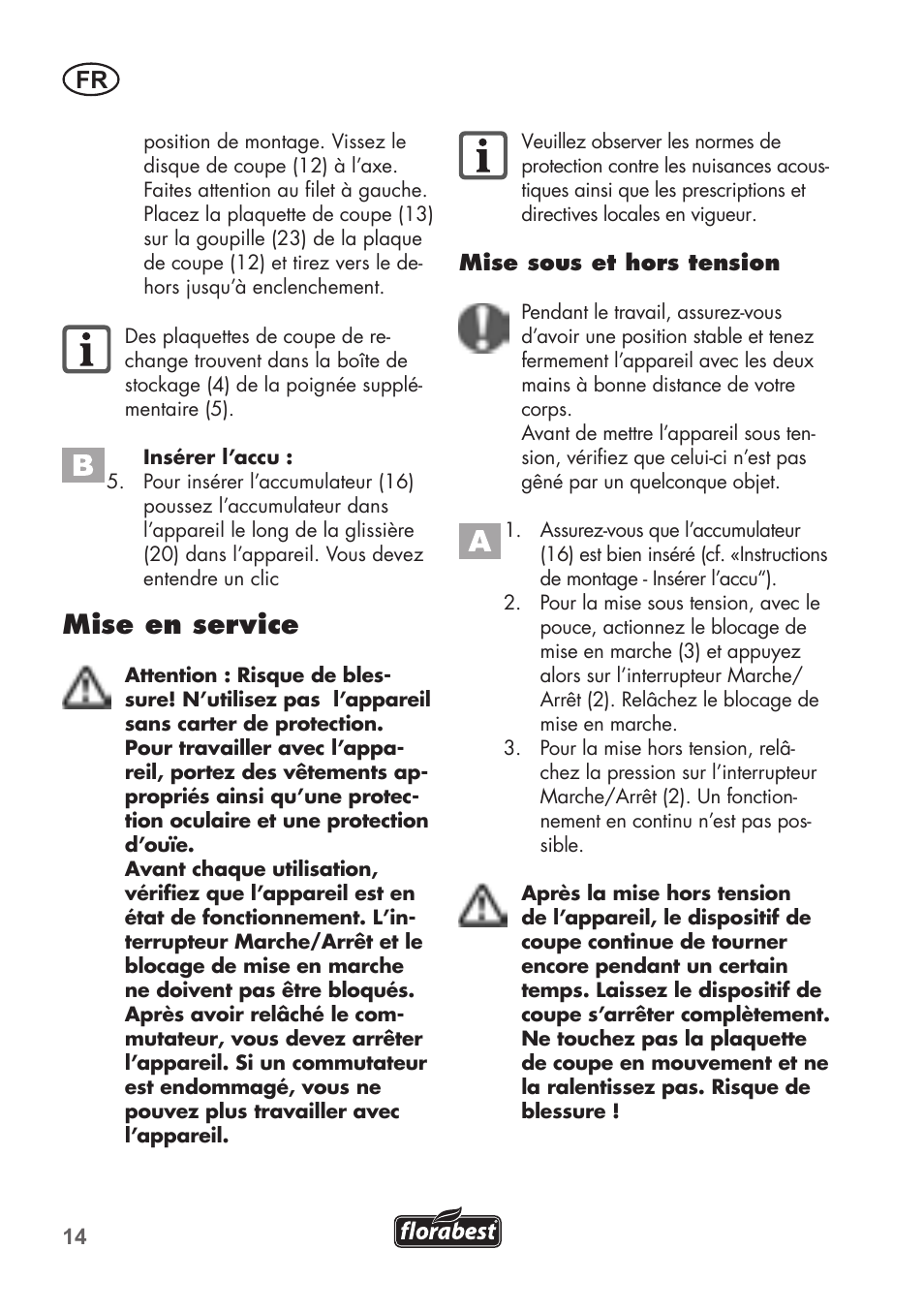 Mise en service | Florabest FAT 18 B2 User Manual | Page 14 / 60