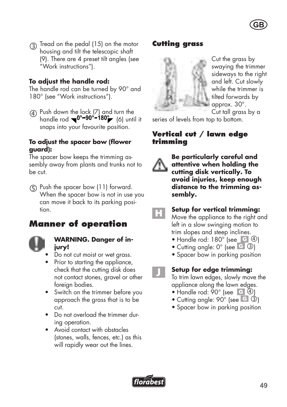 Manner of operation | Florabest FAT 18 B2 User Manual | Page 49 / 60