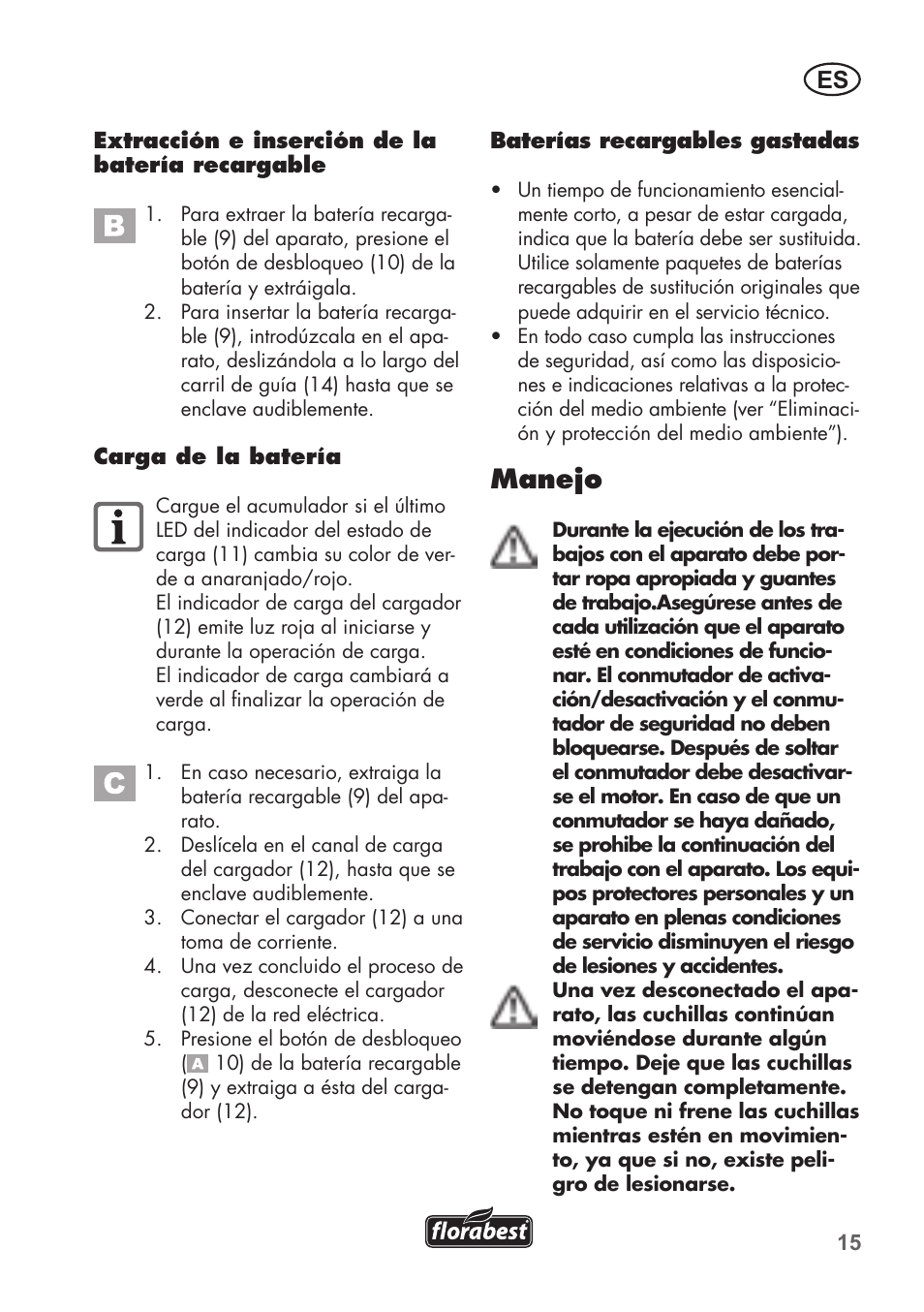 Manejo | Florabest FAH 18 B2 User Manual | Page 15 / 58