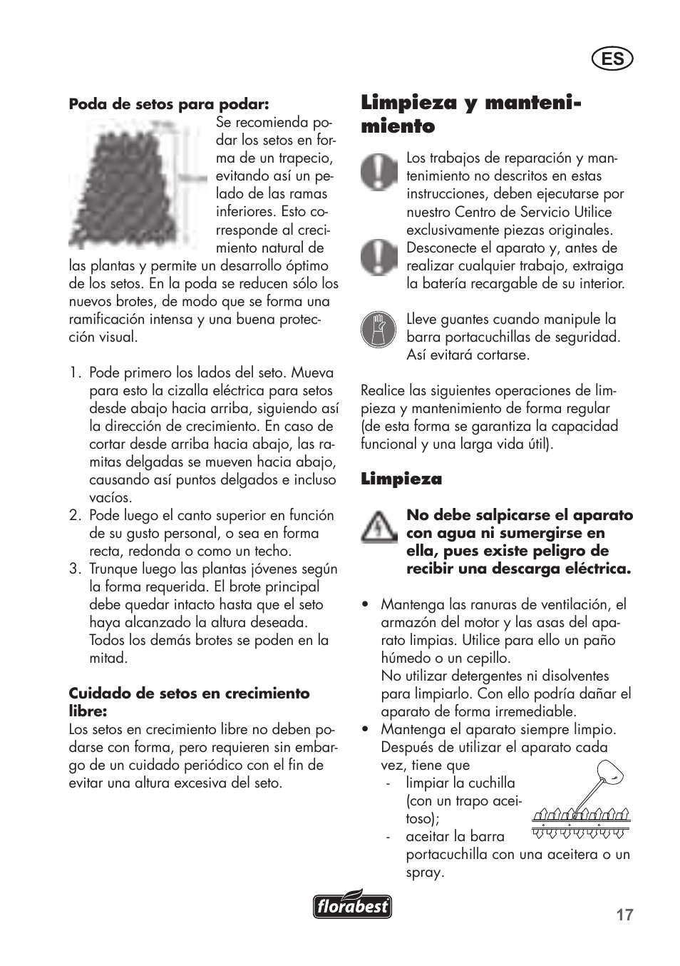 Limpieza y manteni- miento | Florabest FAH 18 B2 User Manual | Page 17 / 58