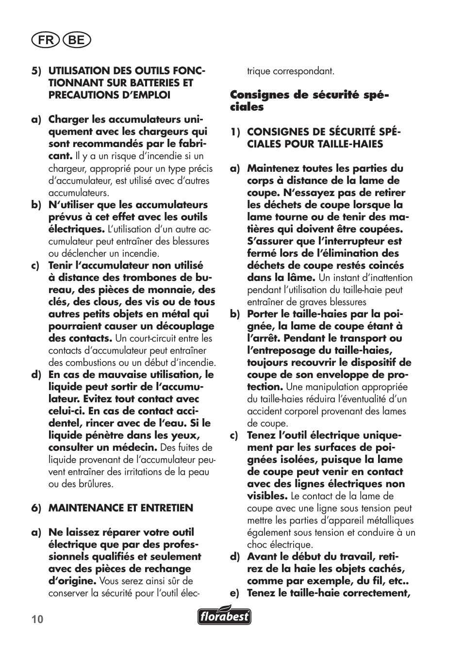 Fr be | Florabest FAH 18 B2 User Manual | Page 10 / 74