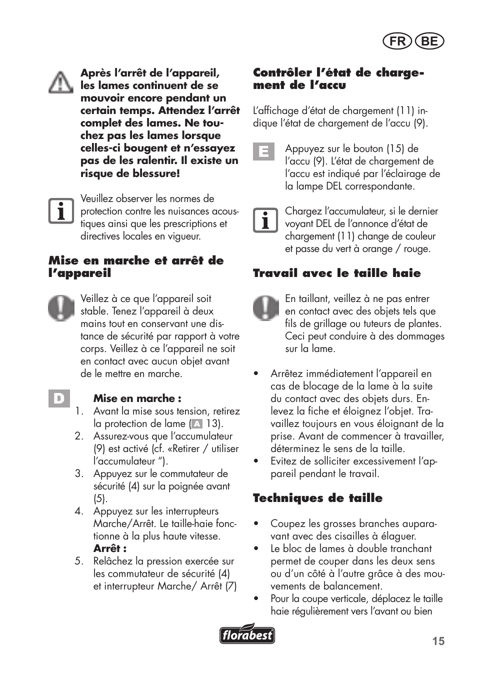 Fr be | Florabest FAH 18 B2 User Manual | Page 15 / 74